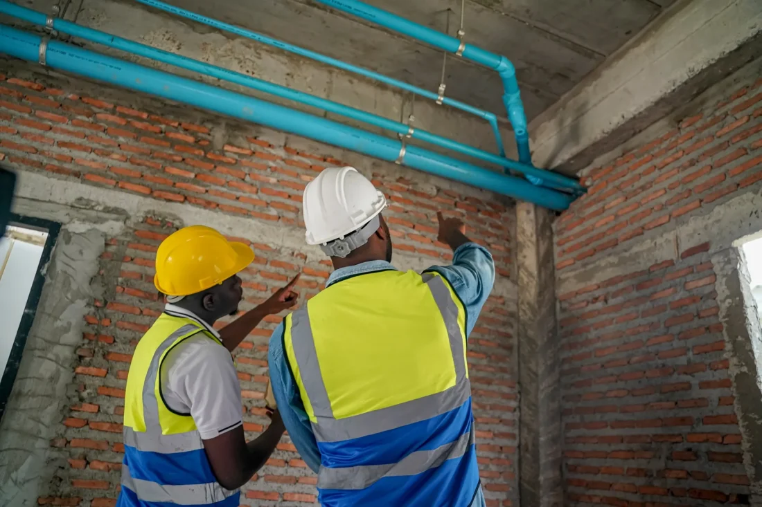 Plumber installing new piping system with precise and flawless finish in a home bathroom